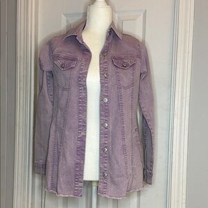 LOGO by Lori Goldstein Lavender Jean Jacket